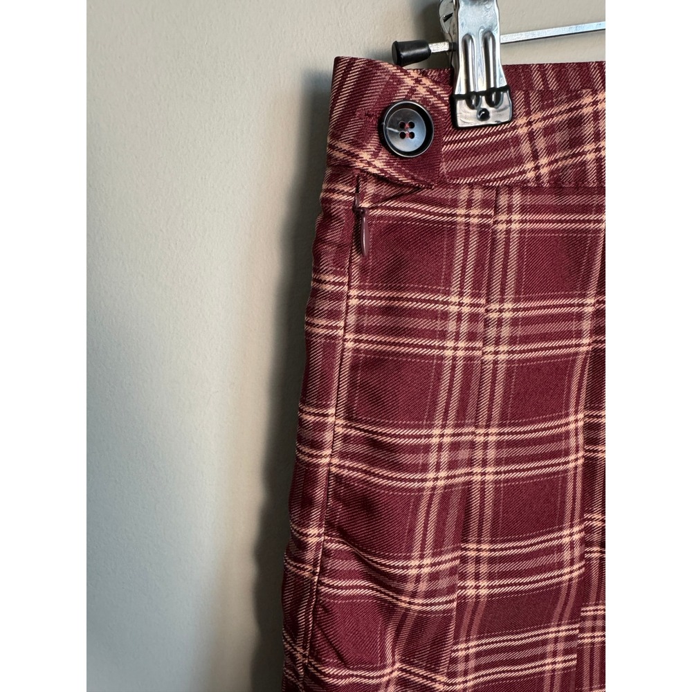 SHEIN Plaid Pleated Mini Skirt Small Burgundy Academic Preppy Schoolgirl Skater - Picture 4 of 11